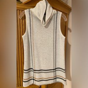 Sophisticated tunic length sleeveless turtleneck